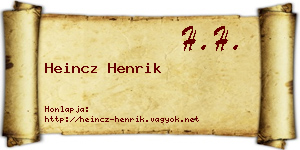 Heincz Henrik névjegykártya